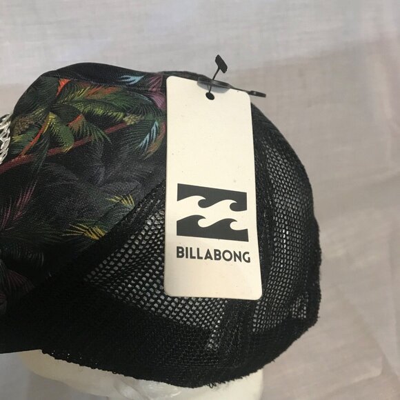 Billabong Palm Print Baseball Hat Black Mesh Adjustable Snapback Cap One Size - Picture 4 of 8